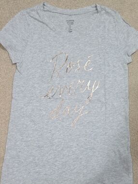 GAP Light Gray Tee with Rose-Gold Script